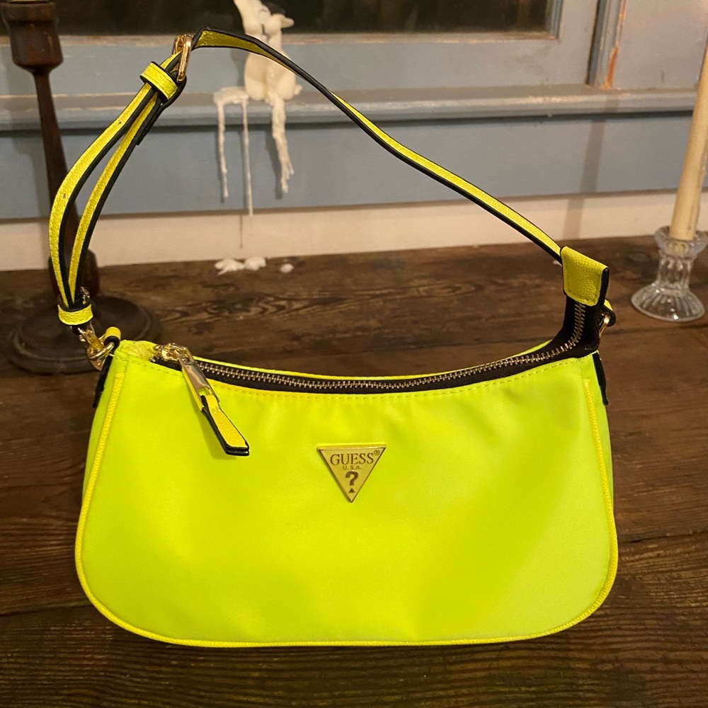 green guess shoulder bag